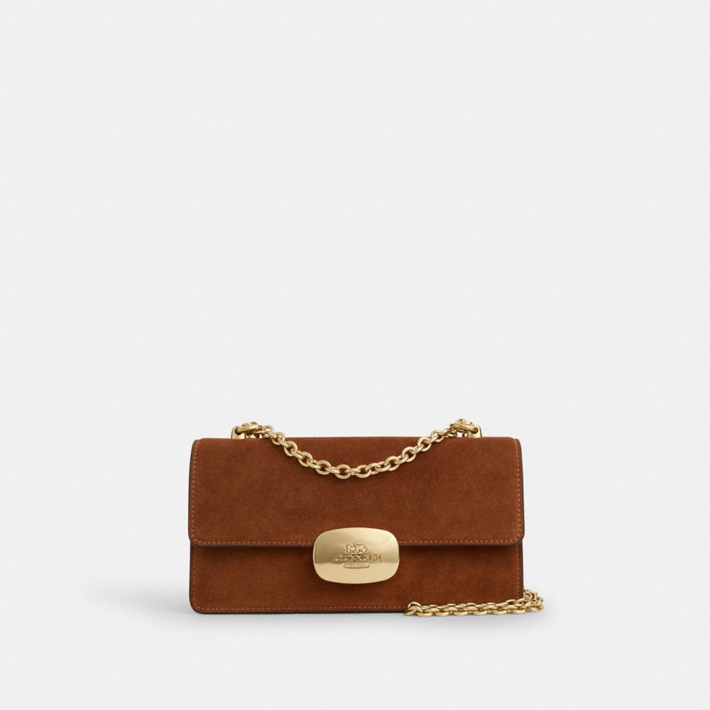COACH CW011 Eliza Flap Crossbody Bag GOLD/SIENNA