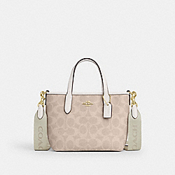 City Mini Tote Bag In Signature Canvas - CW032 - Gold/Sand/Chalk