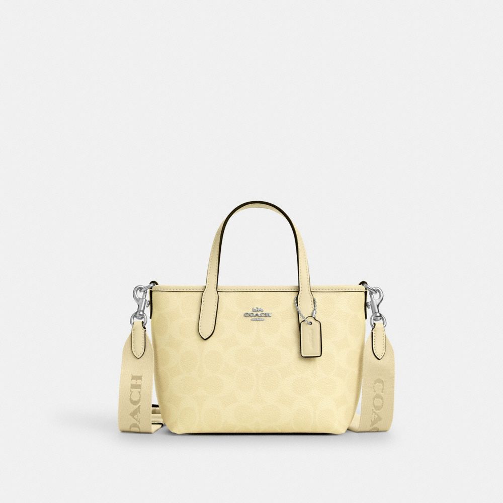 City Mini Tote Bag In Signature Canvas - CW032 - Silver/Hay