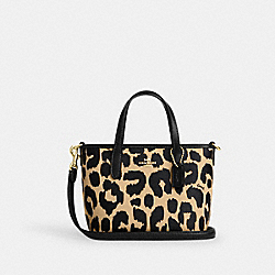 City Mini Tote Bag With Leopard Print - CW034 - Gold/Leopard Multi