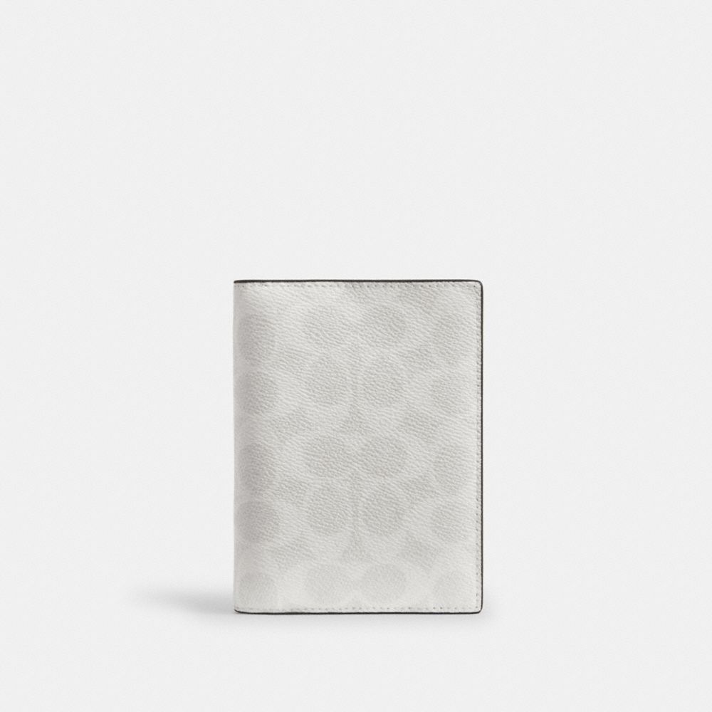 COACH CW170 Passport Card Case In Signature Canvas GUNMETAL/CHALK/BLACK