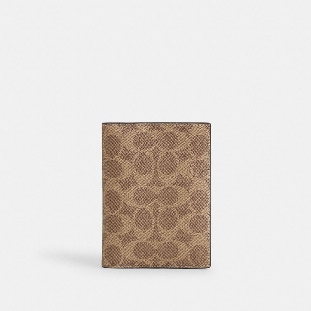 COACH CW170 Passport Card Case In Signature Canvas QB/TAN/BLACK