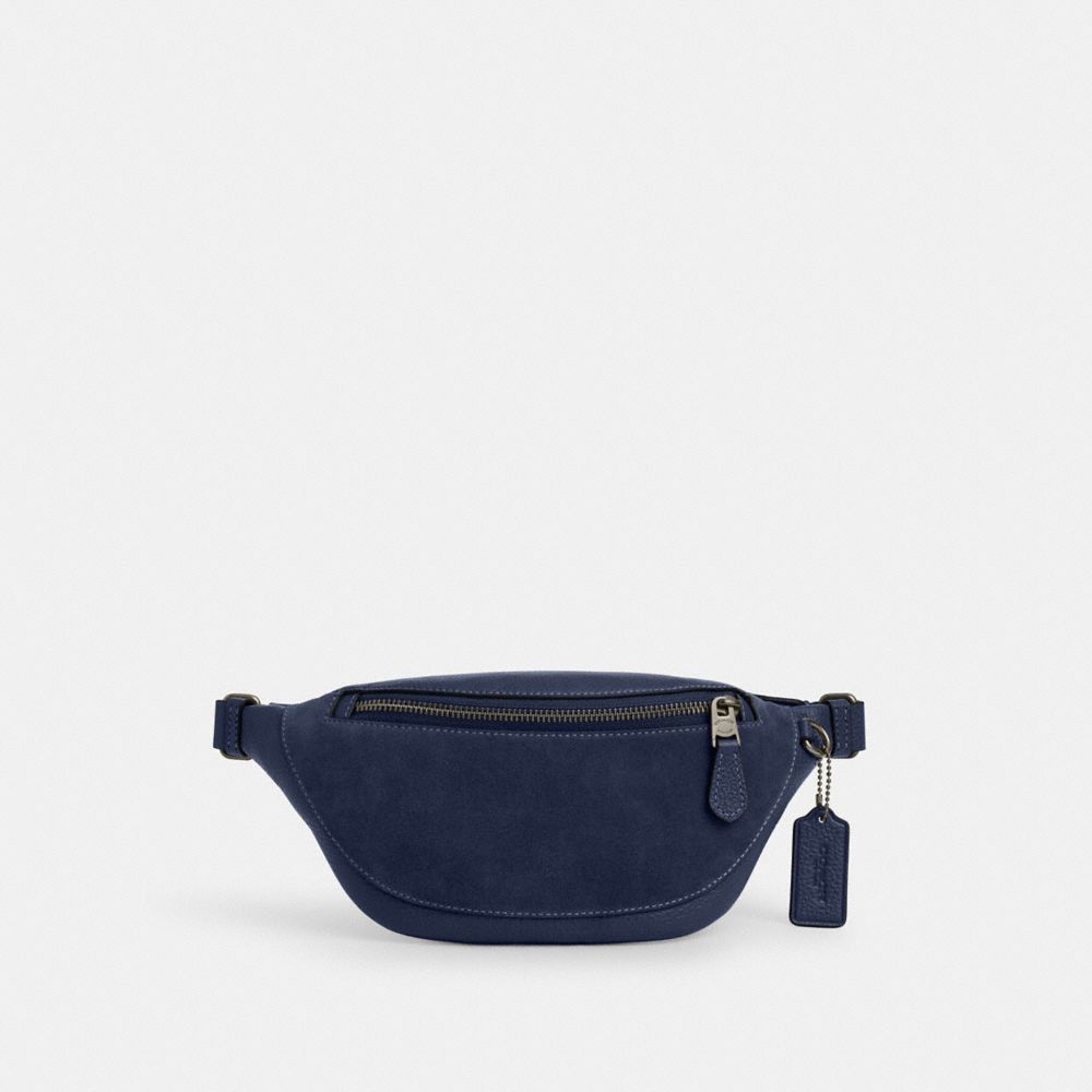 COACH CW179 Warren Mini Belt Bag BLACK ANTIQUE NICKEL/TRUE NAVY