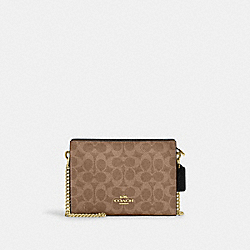 Slim Crossbody Bag In Signature Canvas - CW204 - Gold/Tan/Black