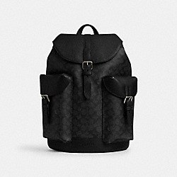 Warner Backpack In Signature Canvas - CW211 - Gunmetal/Charcoal/Black