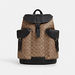 Warner Backpack In Signature Canvas - CW211 - Qb/Tan/Black