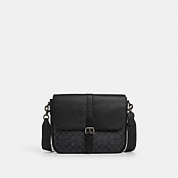 Warner Messenger Bag In Signature Canvas - CW214 - Gunmetal/Charcoal/Black