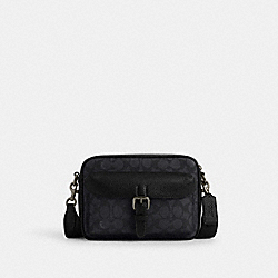 Warner Crossbody Bag In Signature Canvas - CW217 - Gunmetal/Charcoal/Black