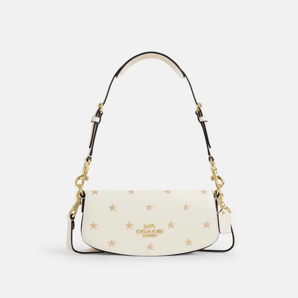 COACH CW305 Andrea Small Shoulder Bag With Star Print Gold/Chalk Multi