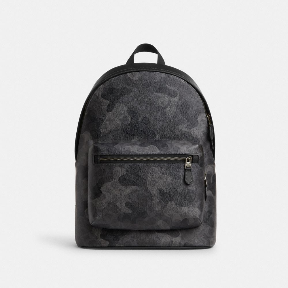 COACH CW311 West Backpack In Signature Camo Print GUNMETAL/GREY MULTI