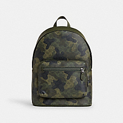 West Backpack In Signature Camo Print - CW311 - Qb/Dark Shamrock Multi