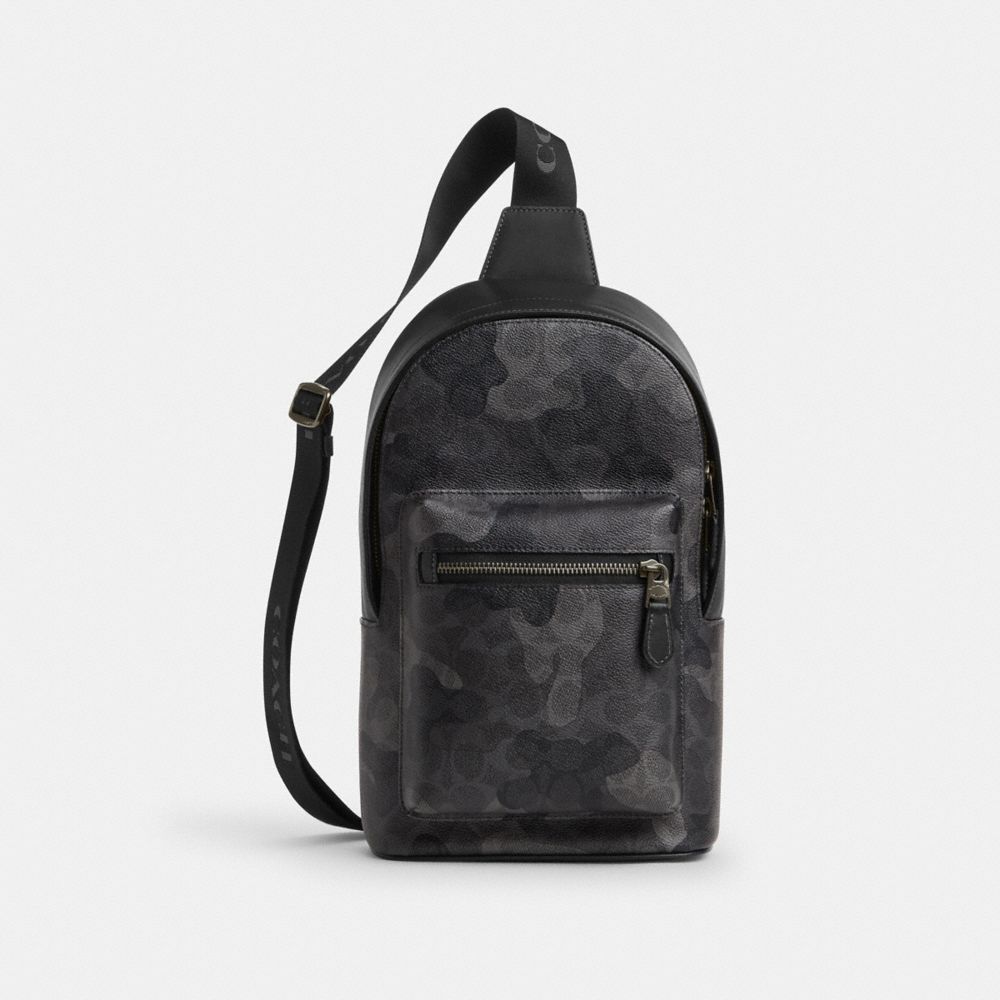 COACH CW312 West Pack In Signature Camo Print GUNMETAL/GREY MULTI