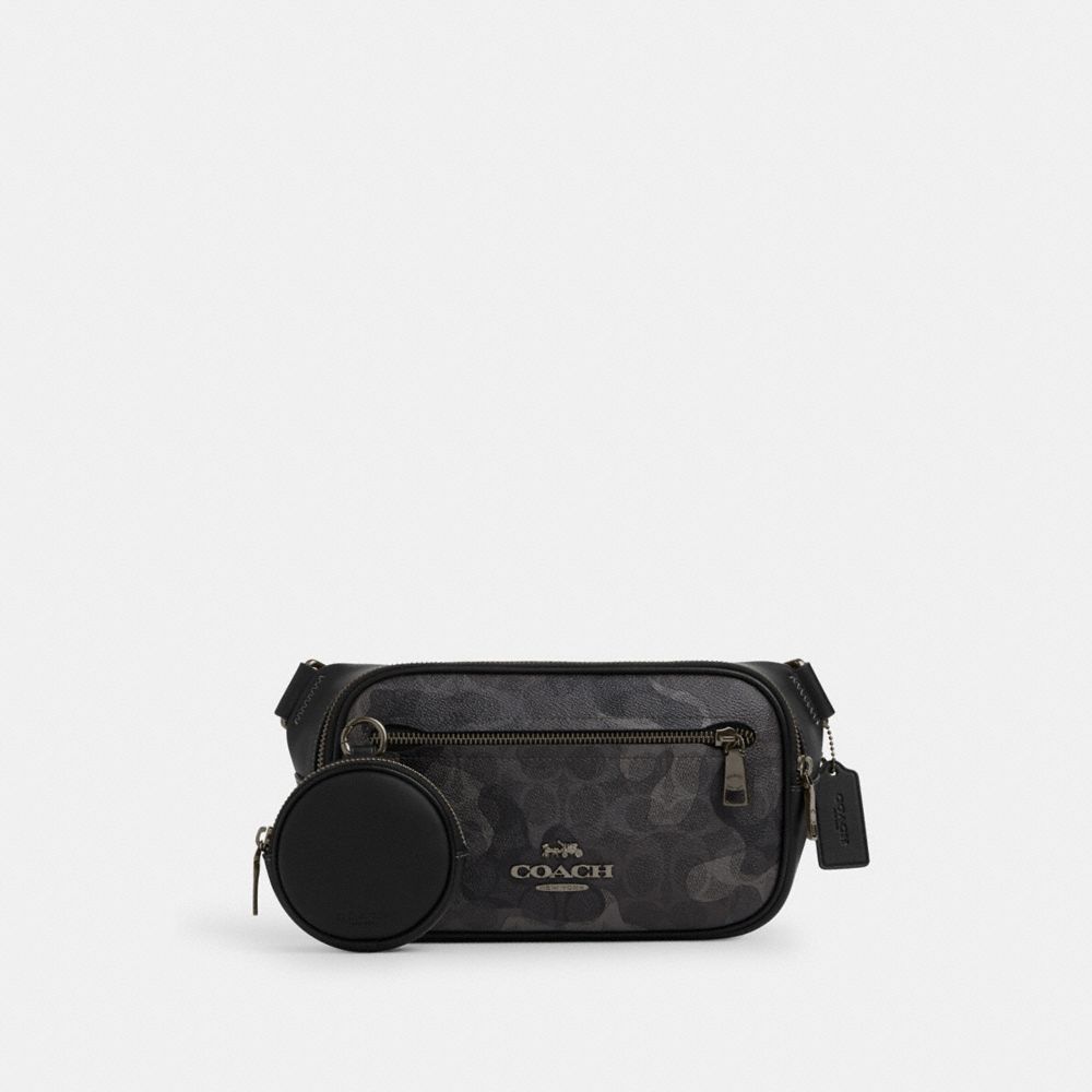 COACH CW314 Elias Belt Bag In Signature Camo Print GUNMETAL/GREY MULTI