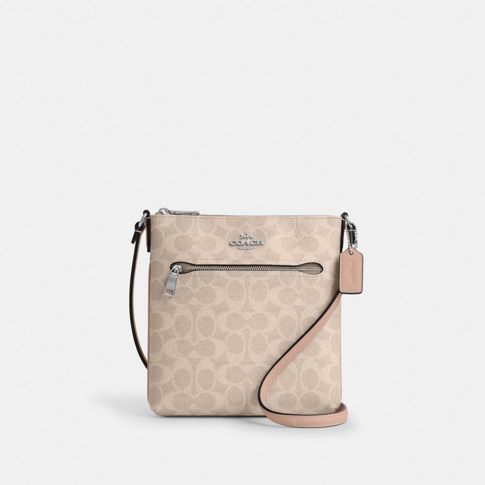 COACH CW325 Mini Rowan File Bag In Signature Canvas SILVER/SAND/TAUPE