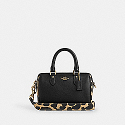 Mini Rowan Crossbody Bag With Leopard Print - CW332 - Gold/Leopard Multi