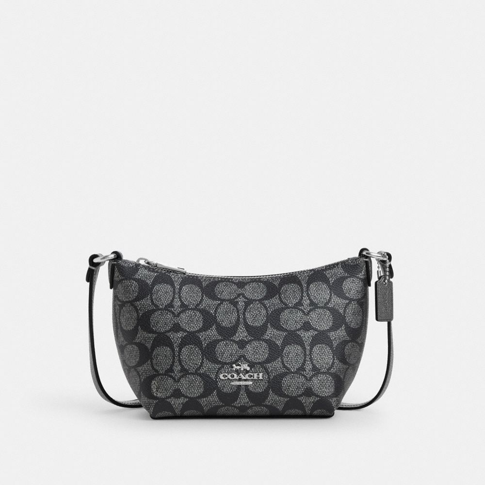 COACH CW338 Zip Top Crossbody Bag In Signature Canvas Silver/Gunmetal Multi