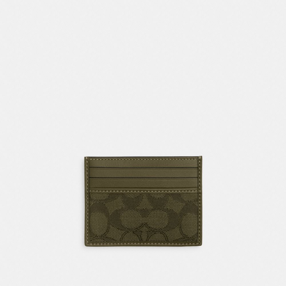 COACH CW343 Slim Id Card Case In Signature Jacquard OLIVE DRAB/OLIVE DRAB