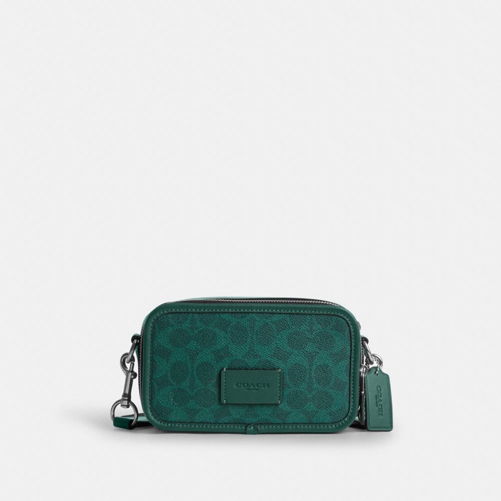 Wyatt Crossbody Bag In Signature Canvas - CW365 - Silver/Sea Green