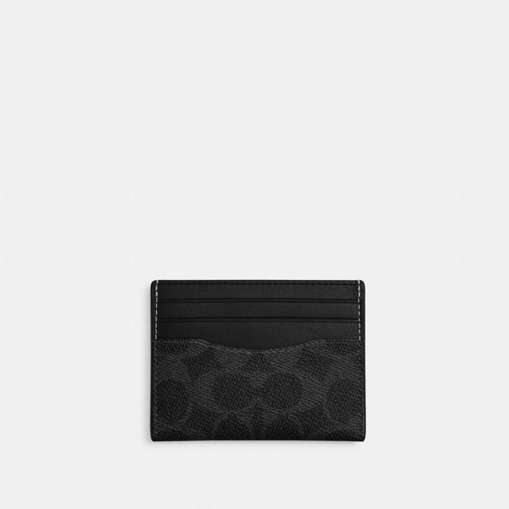 COACH®,Slim Id Card Case In Signature Canvas,Card Case,Color Block,Casual, Father's Day,,Front View