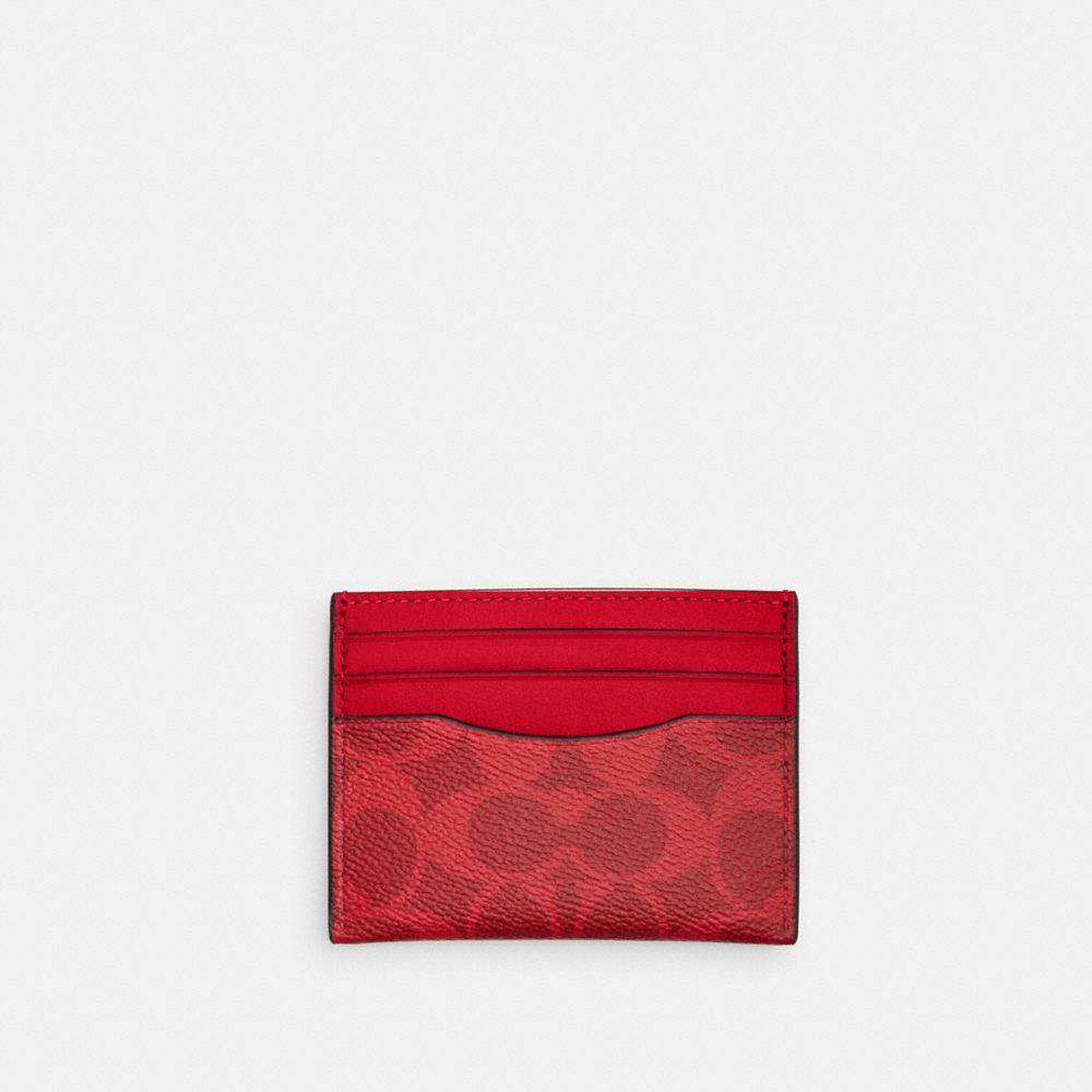 COACH CW366 Slim Id Card Case In Signature Canvas BOLD RED