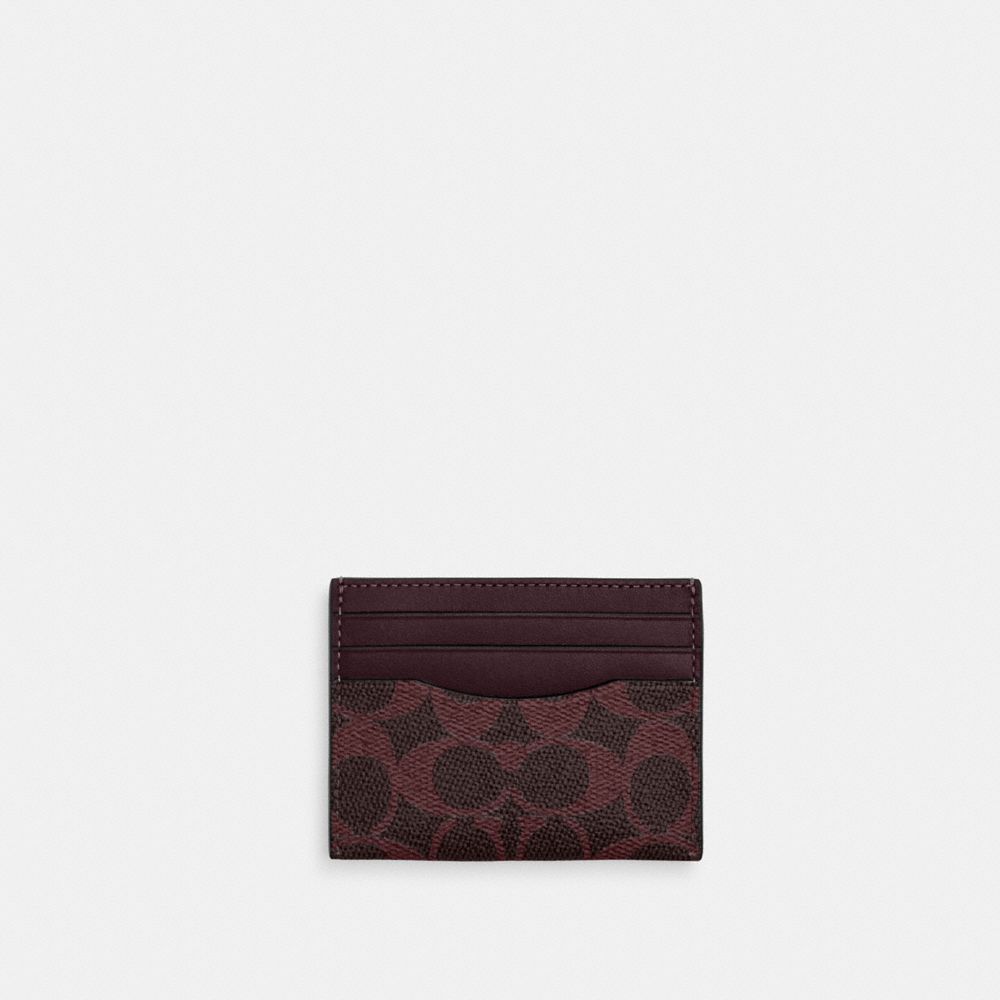 COACH CW366 Slim Id Card Case In Signature Canvas BLACK CURRANT