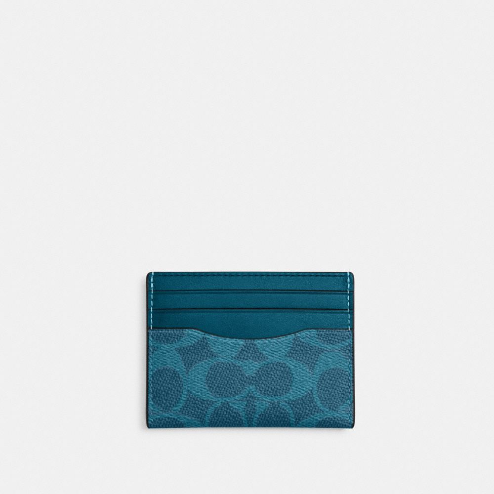 COACH CW366 Slim Id Card Case In Signature Canvas AQUAMARINE TEAL
