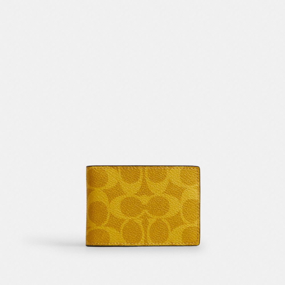 COACH CW368 Compact Billfold Wallet In Signature Canvas CANARY