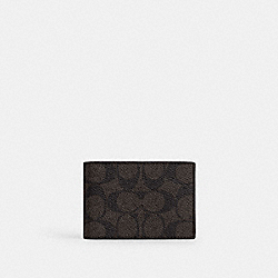 Compact Billfold Wallet In Signature Canvas - CW368 - Walnut & Black