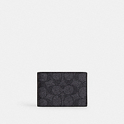 Compact Billfold Wallet In Signature Canvas - CW368 - Charcoal/Black