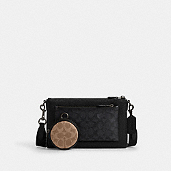 Holden Crossbody In Blocked Signature Canvas - CW372 - Qb/Charcoal/Tan/Black