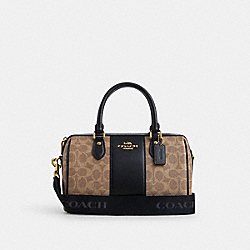 Rowan Satchel Bag In Signature Canvas - CW376 - Gold/Tan/Black