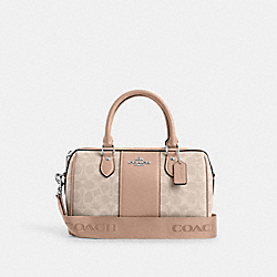Rowan Satchel Bag In Signature Canvas - CW376 - Silver/Sand/Taupe