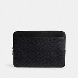 Laptop Case In Signature Canvas - CW378 - Gunmetal/Charcoal/Black