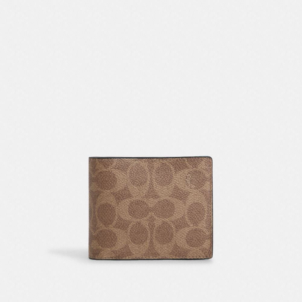 COACH CW380 3 In 1 Wallet In Signature Canvas TAN SPICE ORANGE