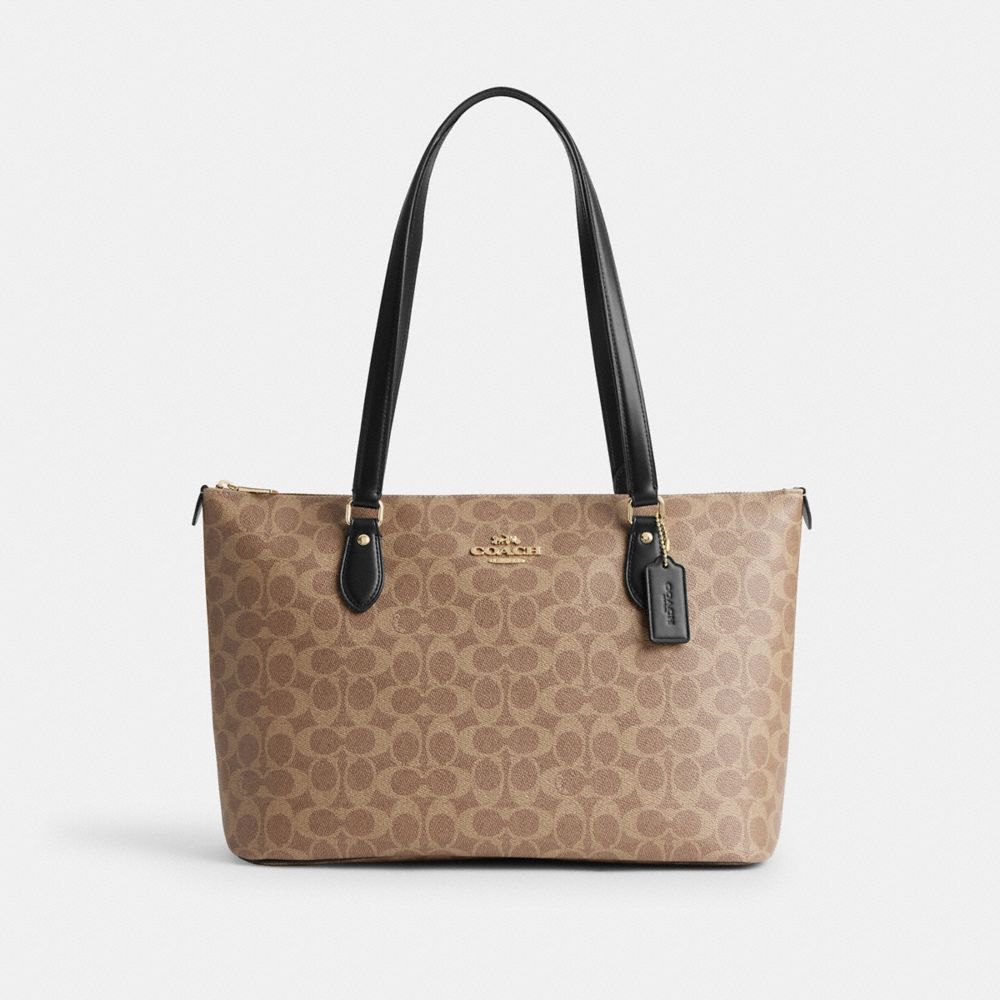 Gallery Tote Bag In Signature Canvas - CW381 - Gold/Tan/Black