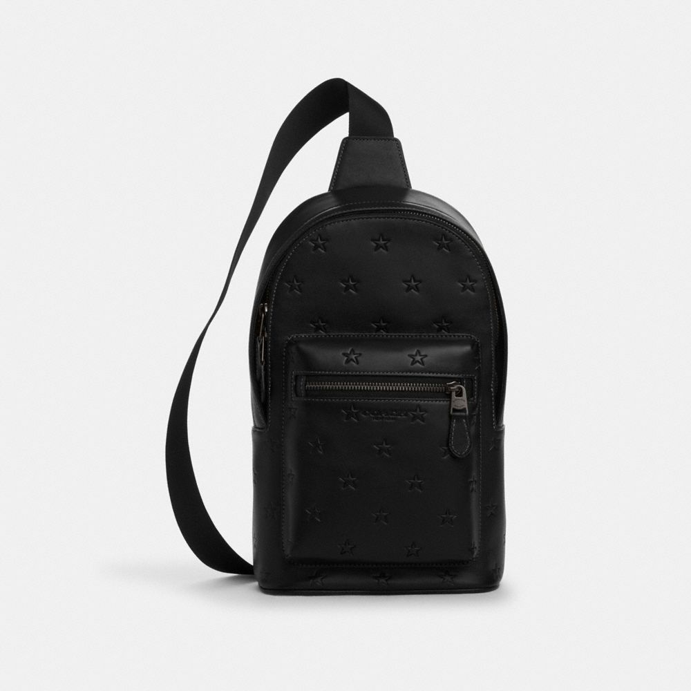 COACH CW383 West Pack With Star Print GUNMETAL/BLACK/BLACK