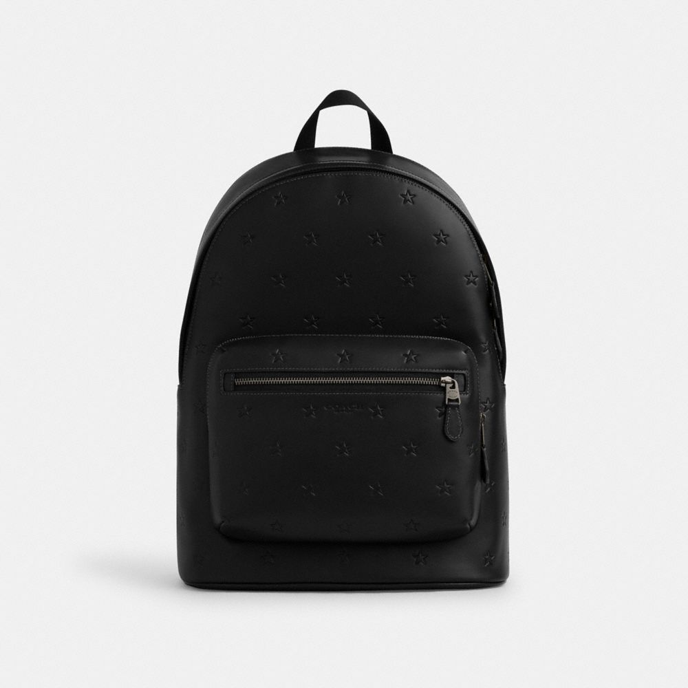 COACH CW384 West Backpack With Star Print Gunmetal/Black/Black