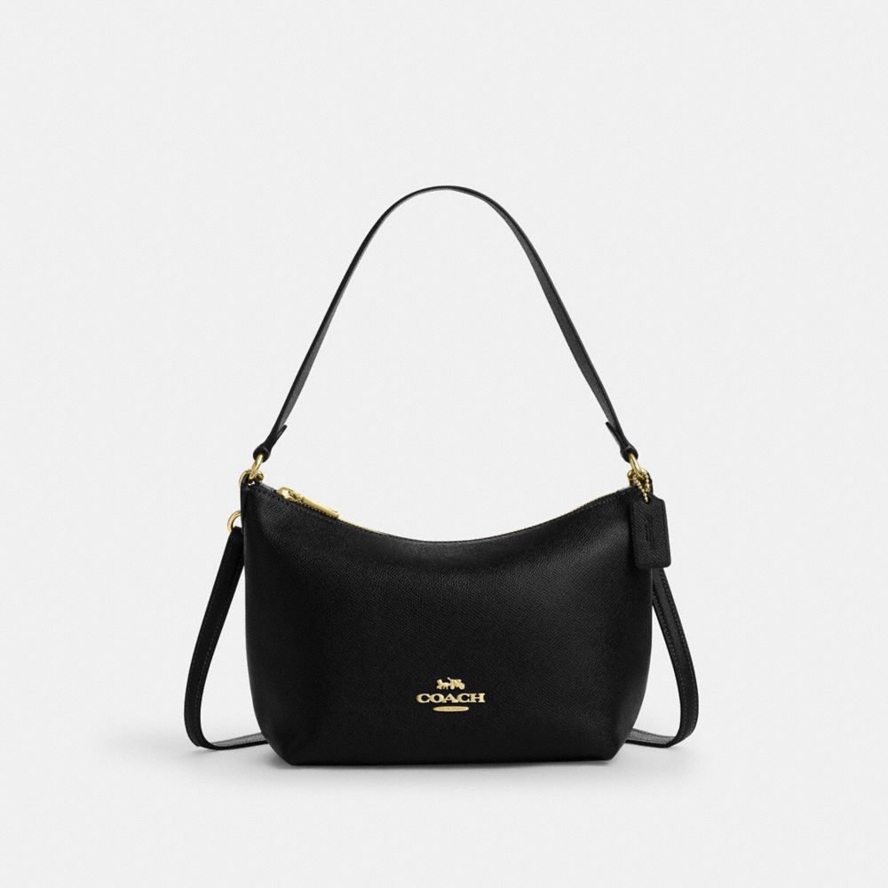 COACH CW390 Zip Top Shoulder Bag Gold/Black
