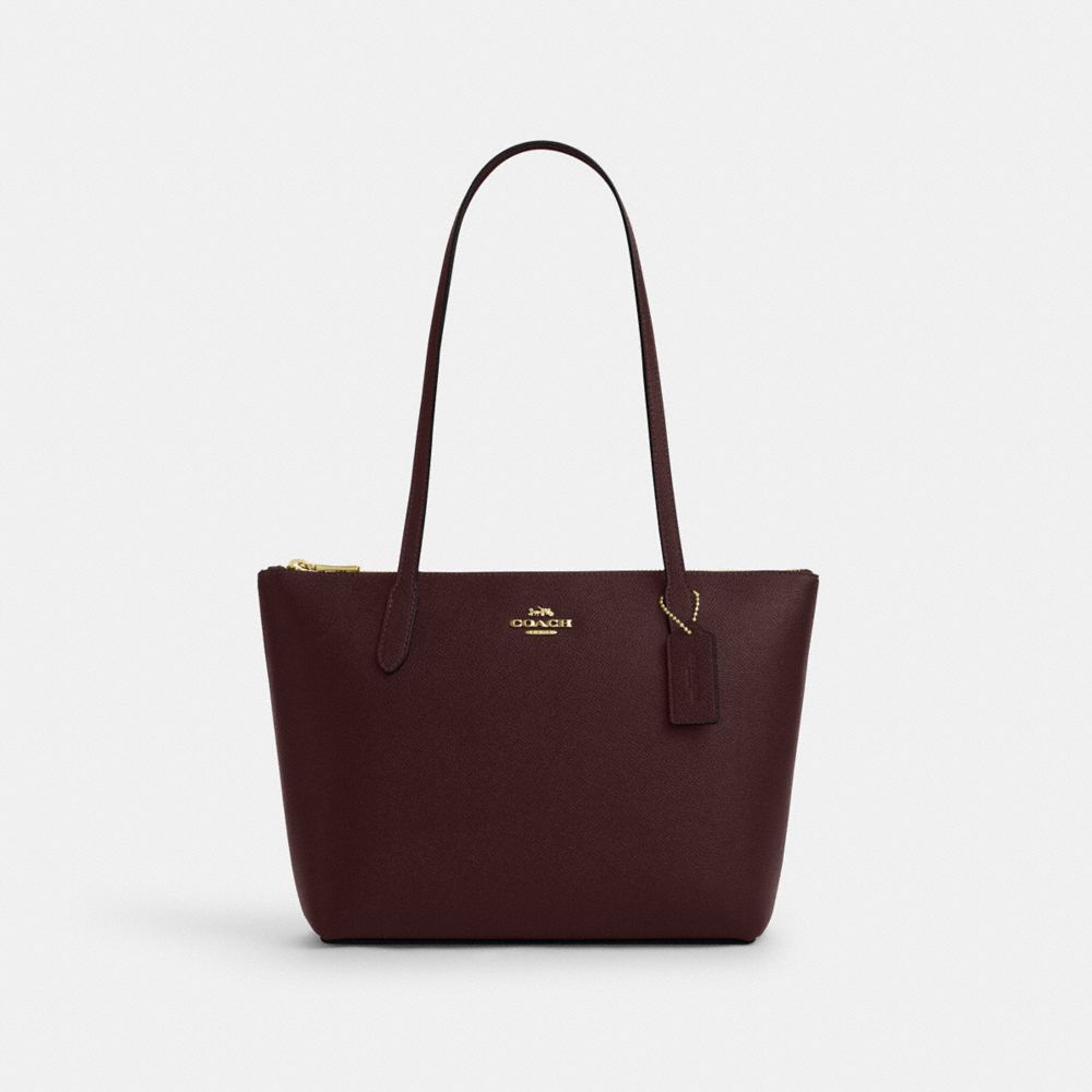 COACH CW395 Fiona Zip Tote Bag Gold/Merlot