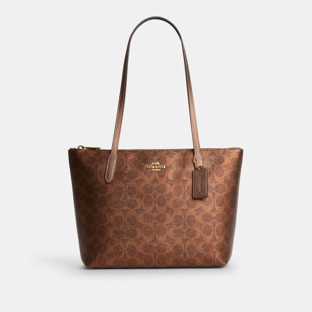 Fiona Zip Tote Bag In Signature Canvas | Coach Australia