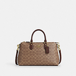 Georgia Satchel Bag In Signature Canvas - CW422 - Gold/Tan/Brown