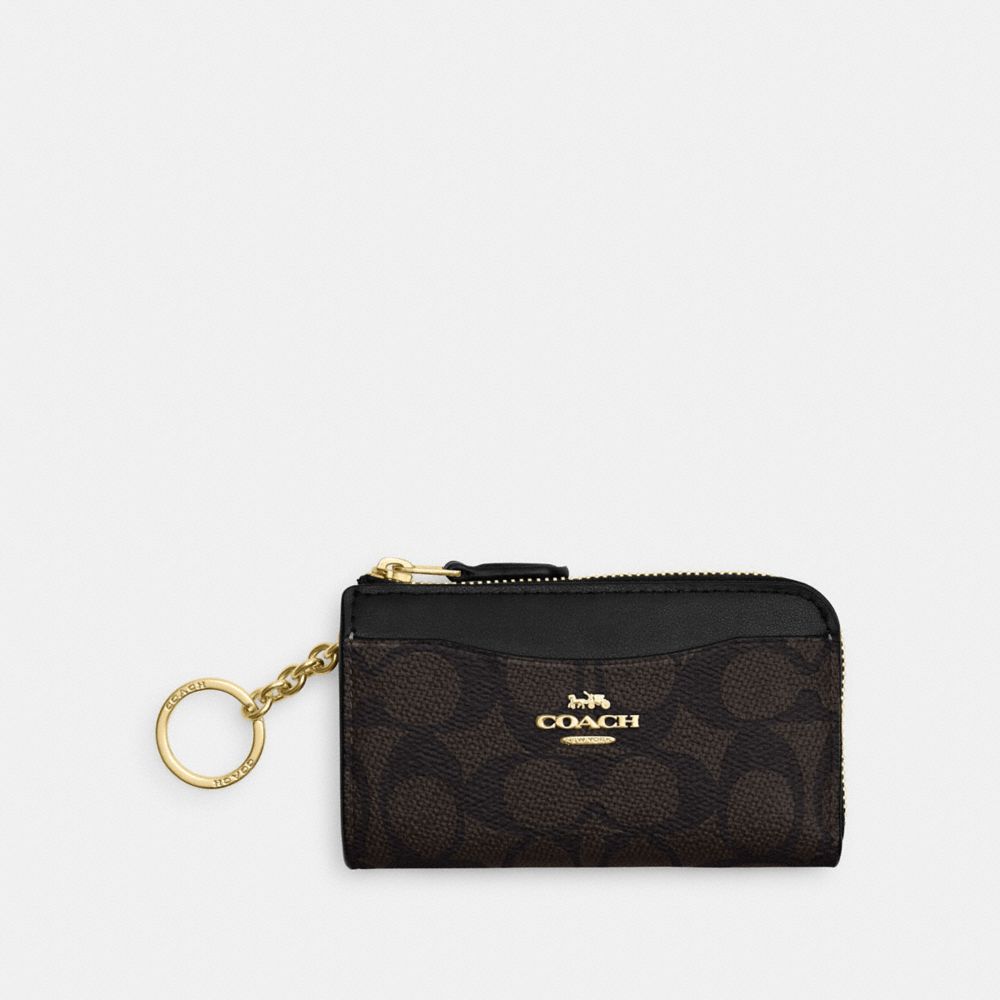 COACH&reg;,Multifunction Card Case In Signature Canvas,Gold/Walnut/Black