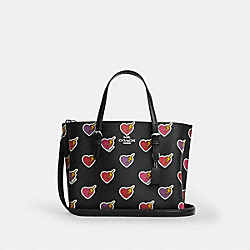 Mollie Tote Bag 25 With Heart Bolt Print - CW435 - Silver/Black Multi