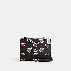 Klare Crossbody Bag With Heart Bolt Print - CW436 - Silver/Black Multi