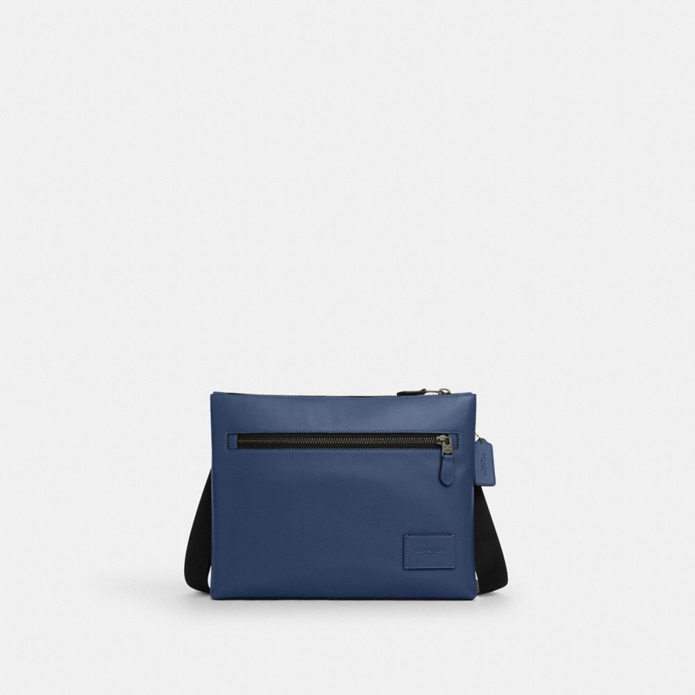 COACH CW449 Carrier Zip Crossbody Bag GUNMETAL/DEEP BLUE