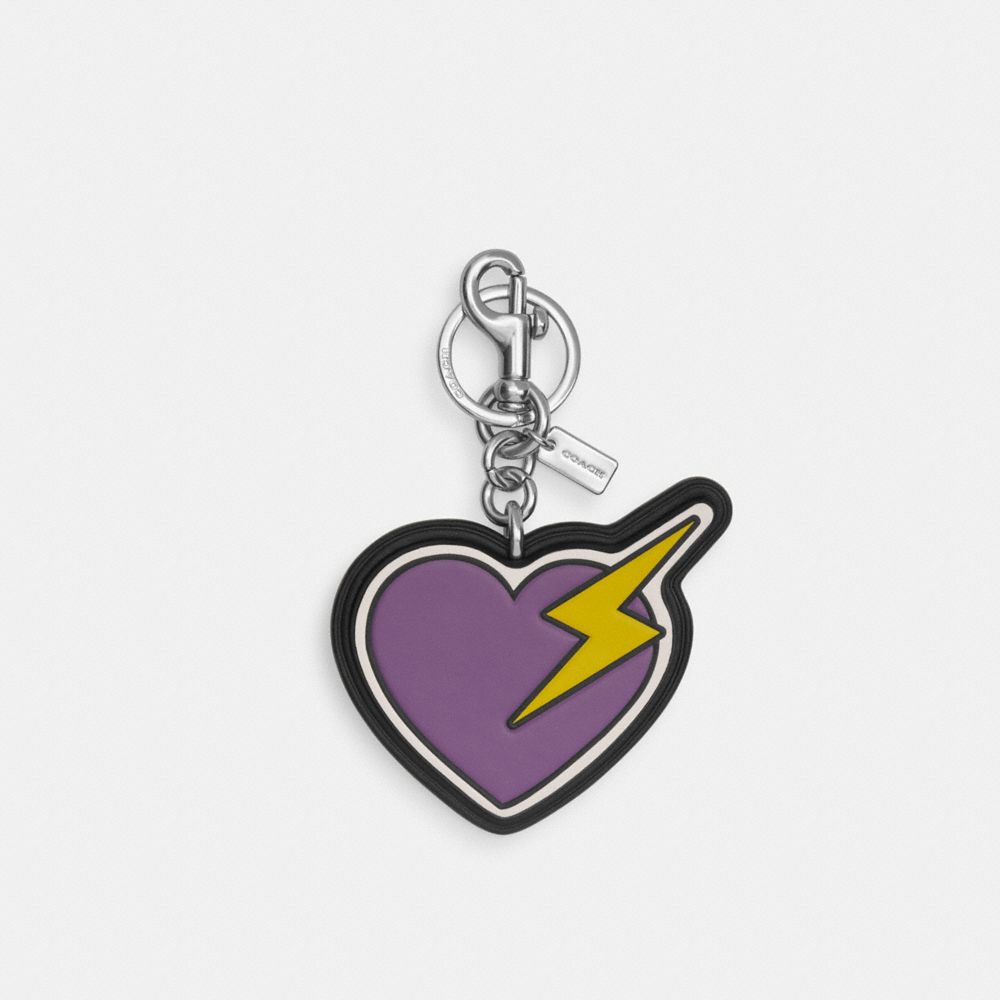 COACH CW474 Heart And Bolt Bag Charm SILVER/CHALK/BLACK