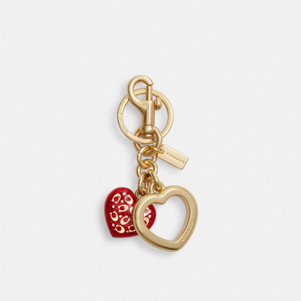 COACH CW488 Heart Bag Charm GOLD/BOLD RED