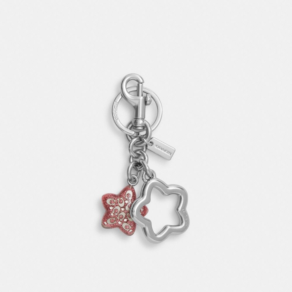 COACH CW489 Star Bag Charm Silver/Pink Petal