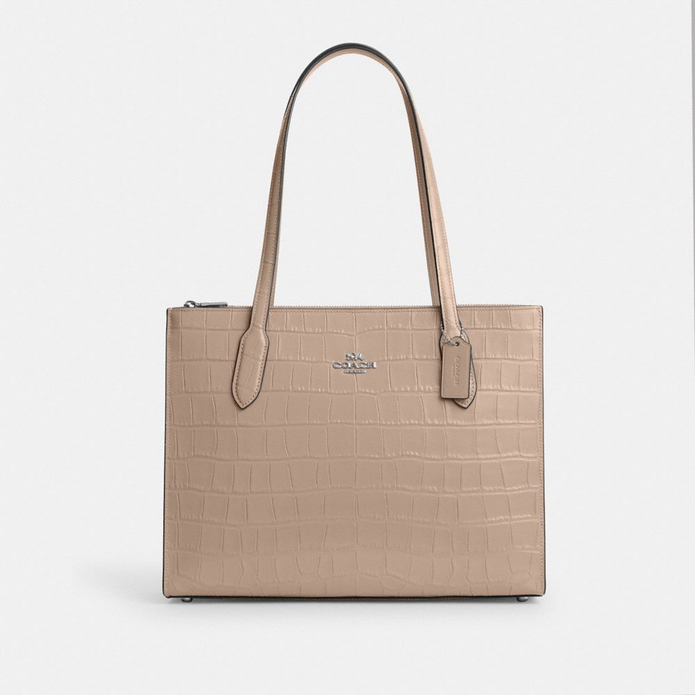 トートバッグ COACH Nina Tote Bag CW493 NWT Coach CW493 Embossed Leather Nina Tote Bag Stone