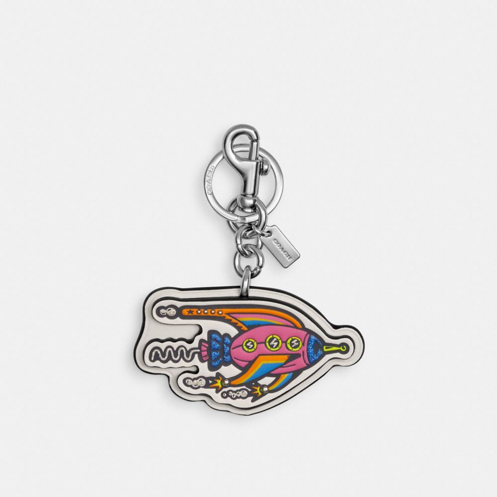 COACH CW495 Rocket Bag Charm SILVER/CHALK/BLACK